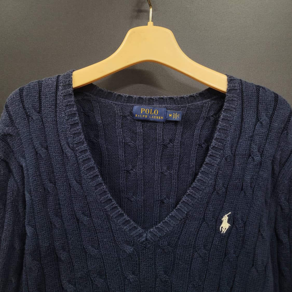 Ralph Lauren 랄프로렌 빈티지  자수로고 케이블 브이넥 니트  상품이미지2