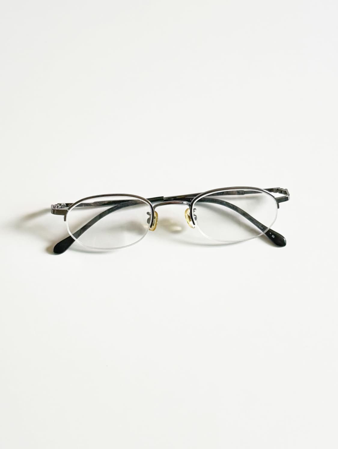 RUCHIANO 건메탈 오벌 반무테 빈티지 안경 상품이미지1