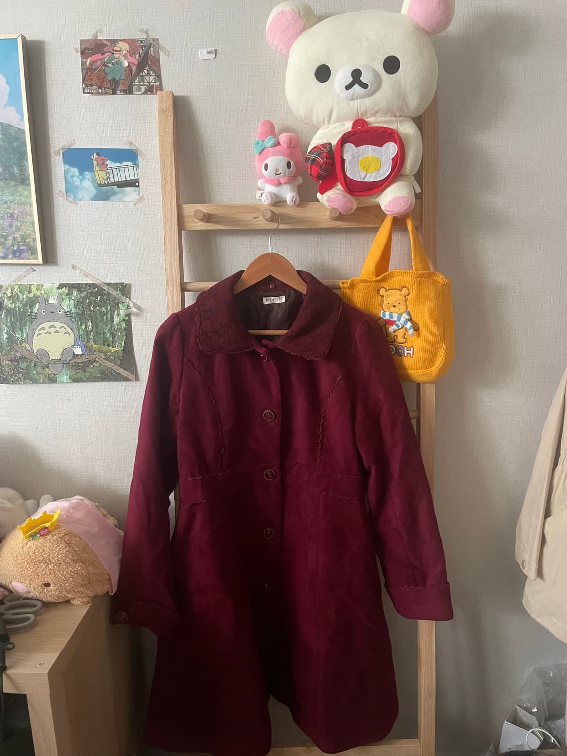 모리걸 빈티지 엑시즈팜 레드 롱 코트 상품이미지1