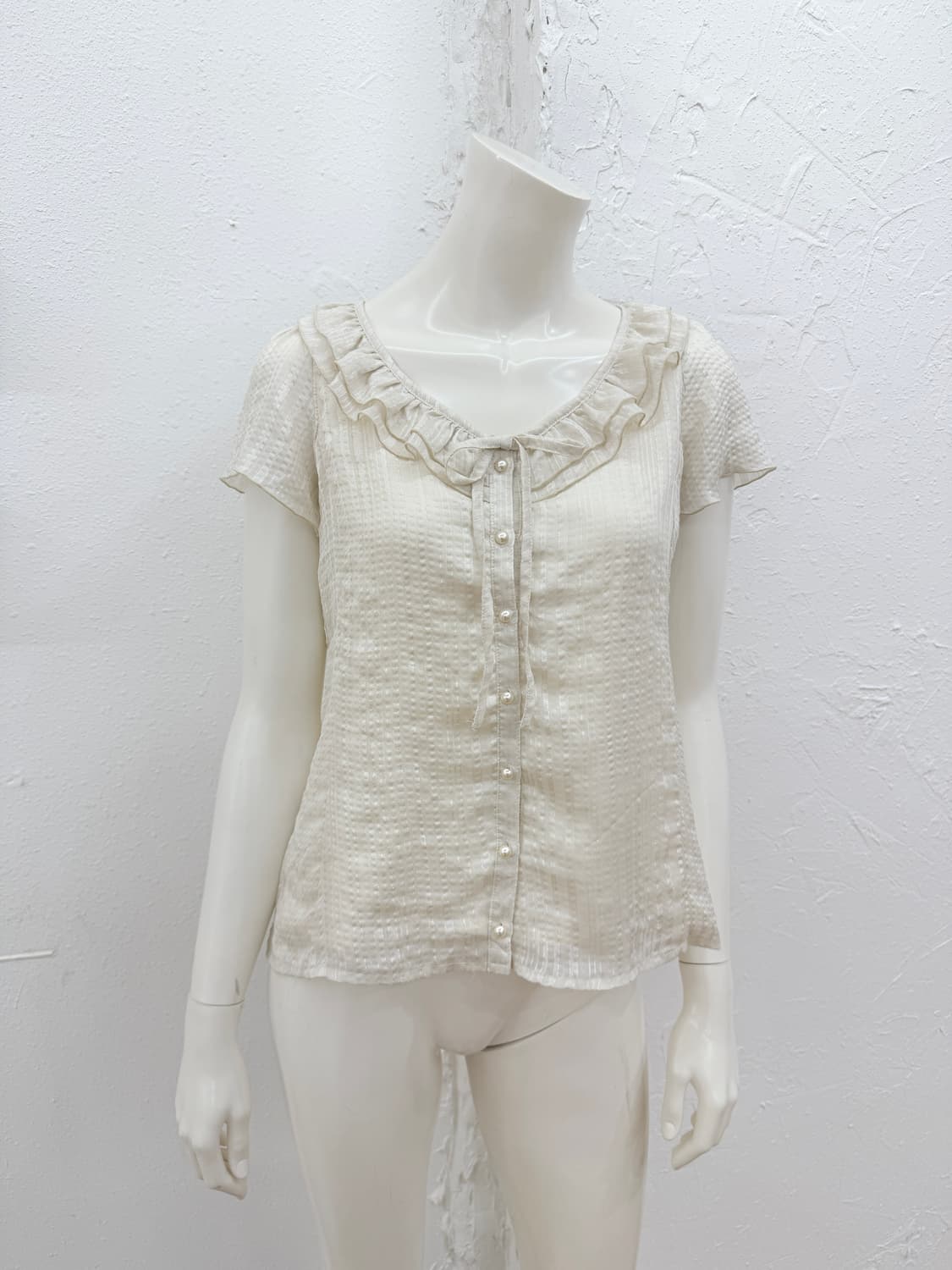 빈티지 레이스 프릴 리본 블라우스 상품이미지2