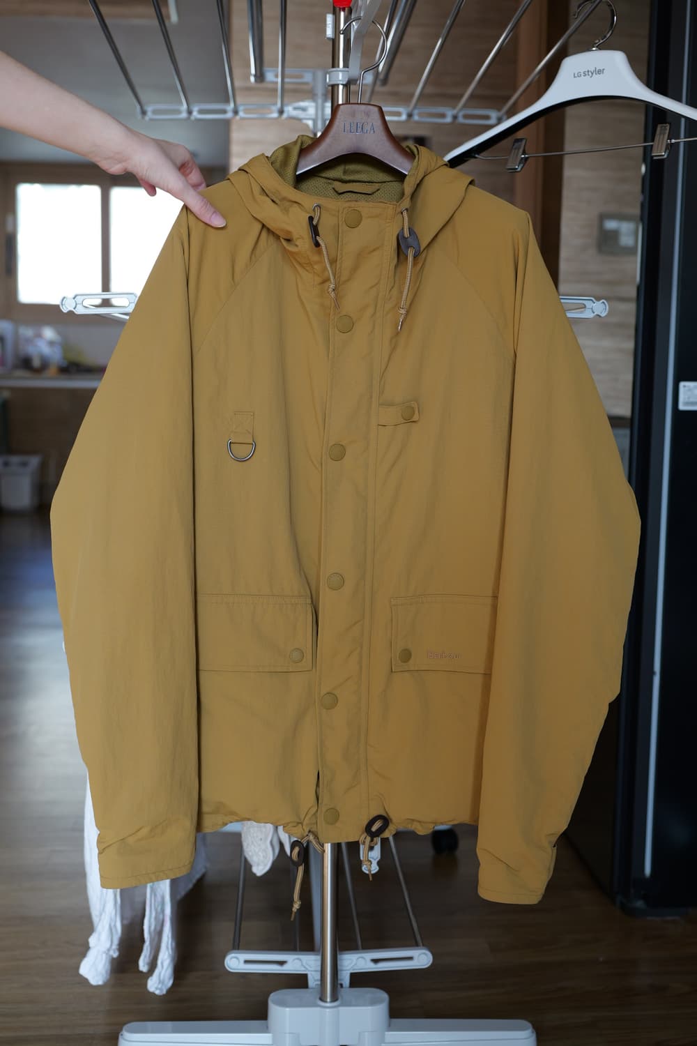 바버 논왁스 옐로우 카키 후드 자켓 L 상품이미지1
