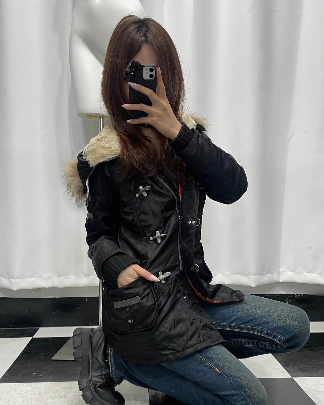 🎸AVIREX 블랙 퍼 봄버 자켓🎸 상품이미지2