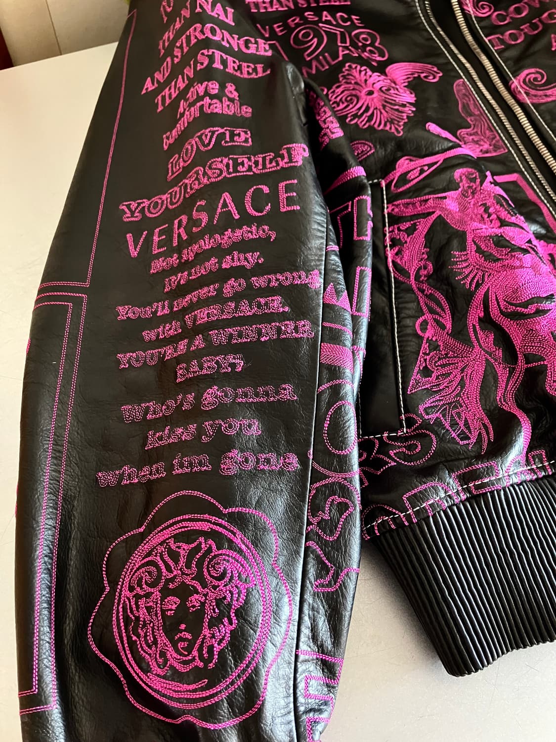 베르사체 자수 가죽자켓 상품이미지8