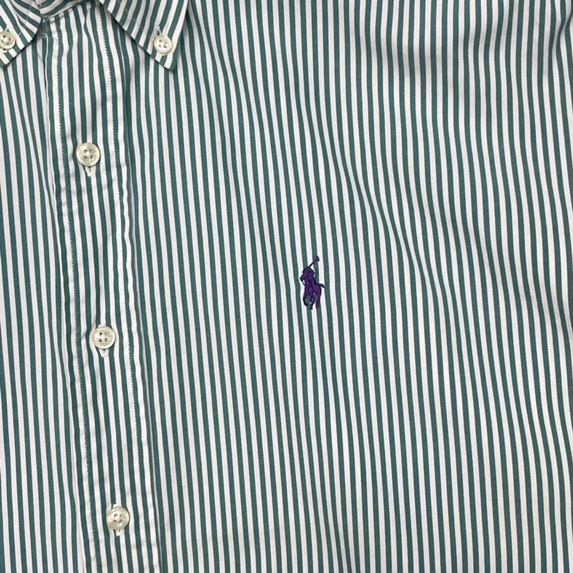 POLO BY RALPH LAUREN 스트라이프 그린+화이트 셔츠 M 상품이미지2