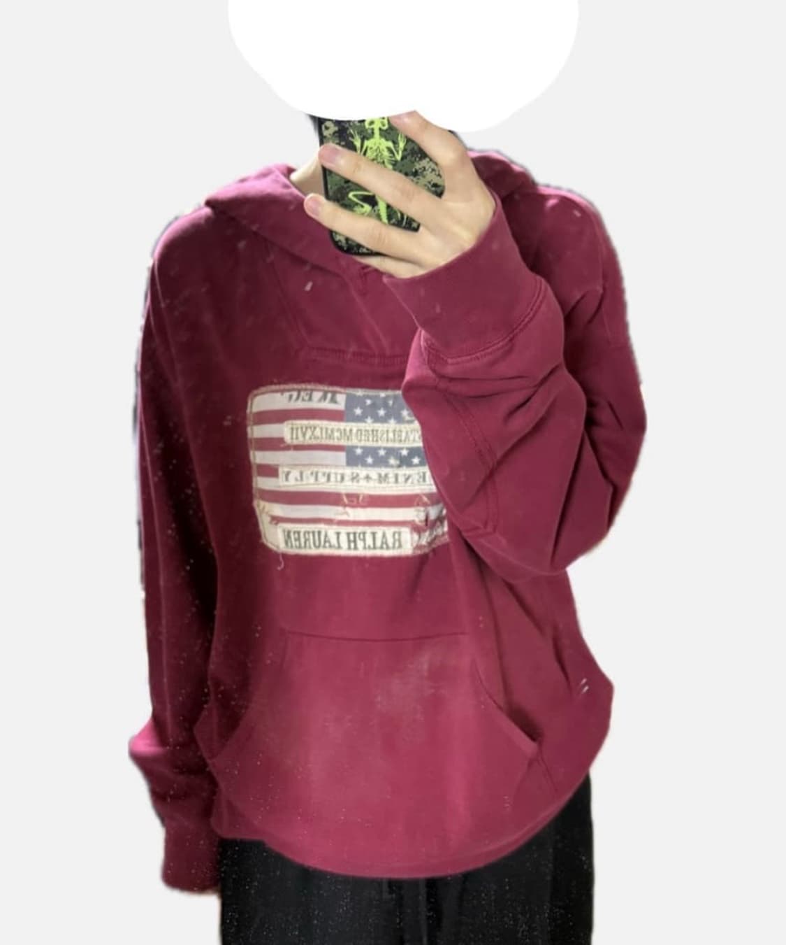 폴로 랄프로렌 버건디 성조기 후드티 상품이미지2