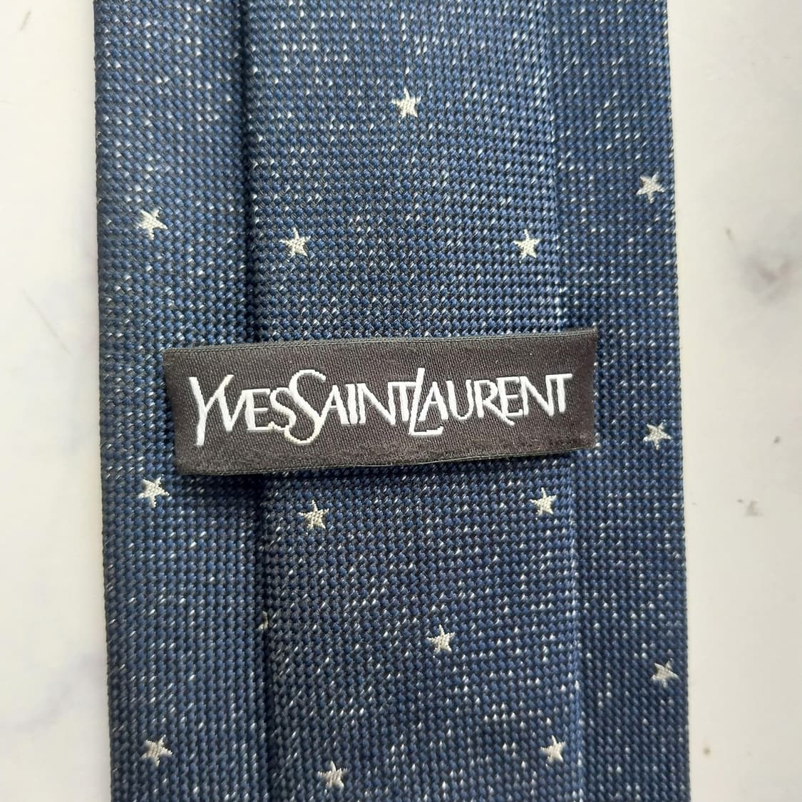 입생로랑 실크 네이비 스타 자수 넥타이 8cm A+~A등급 K2558 상품이미지8