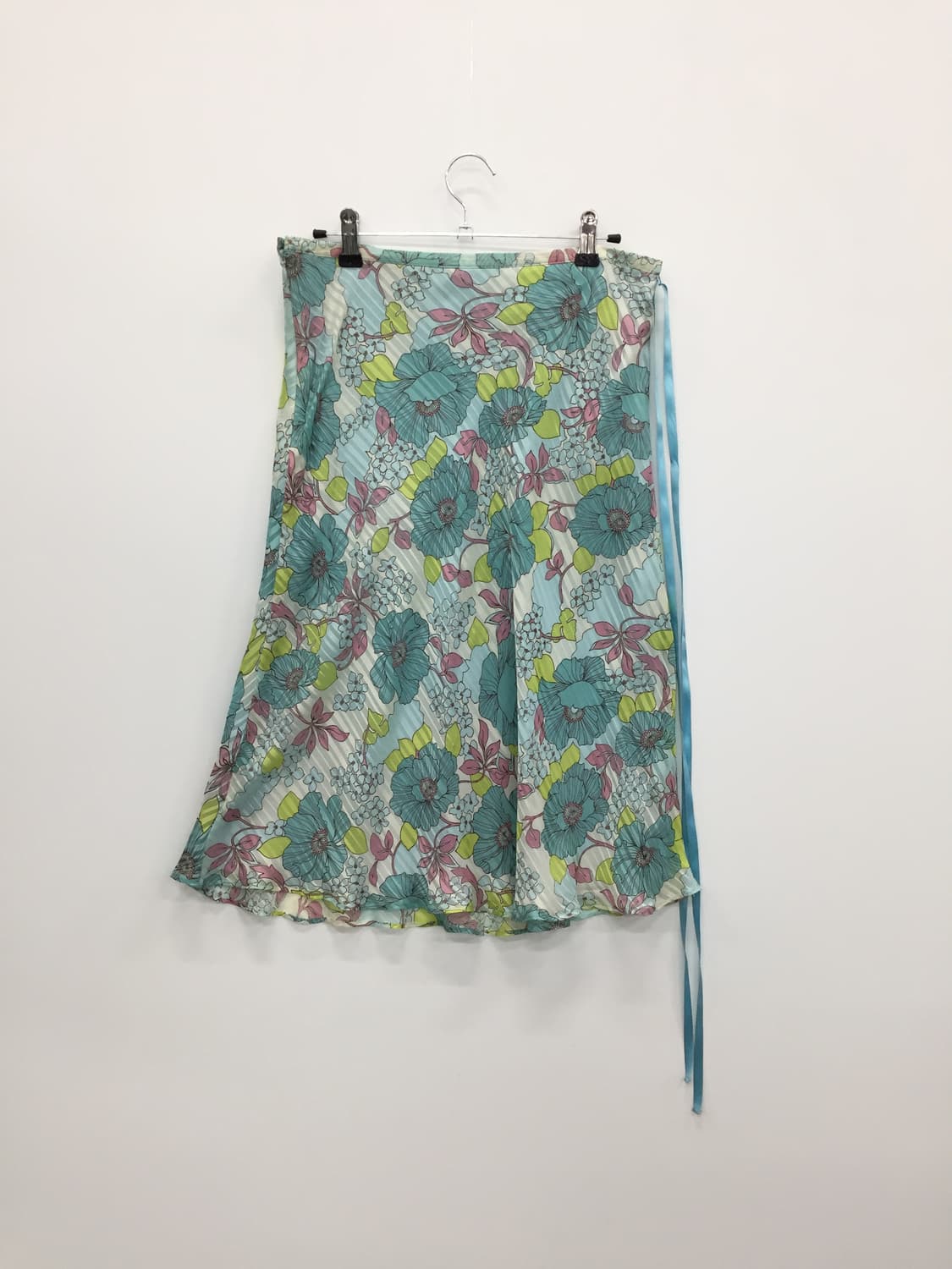 Jpn Pastel Aqua Floral Midi Skirt 상품이미지5
