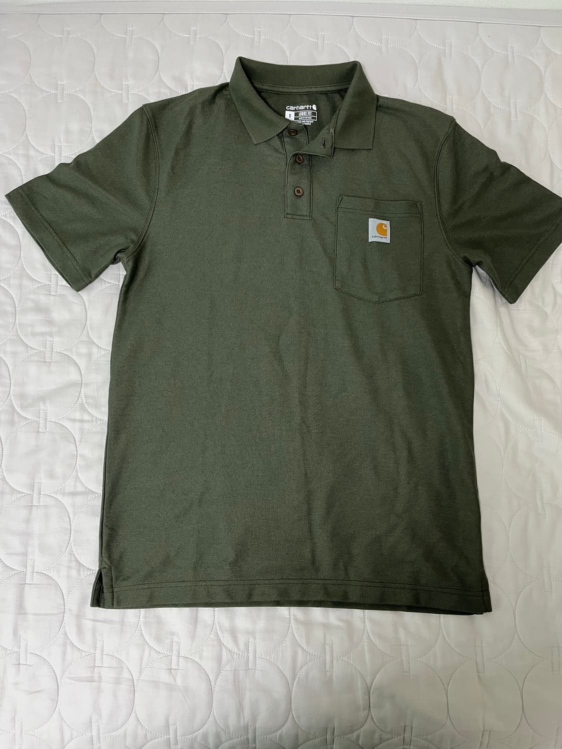 칼하트 루즈핏 미드웨이트 레귤러 숏슬리브 포켓 폴로 모스 상품이미지1