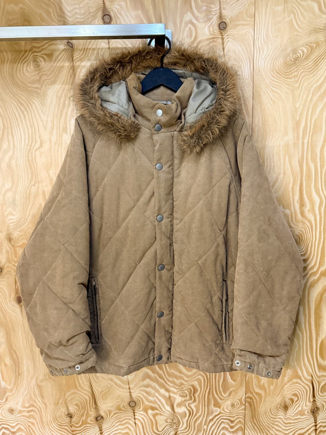 반작 코듀로이 퀼티드 후드 점퍼 상품이미지1