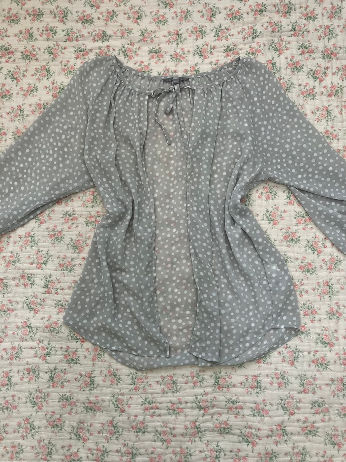 빈티지 그레이 땡땡이 볼레로 가디건 1090 모리걸 y2k 스트릿 갸루  상품이미지1