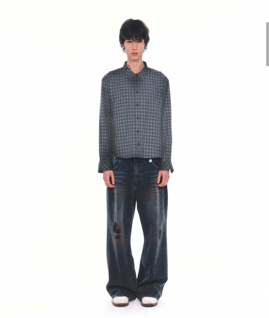 (L)이어스트 대디체크셔츠 차콜 상품이미지1