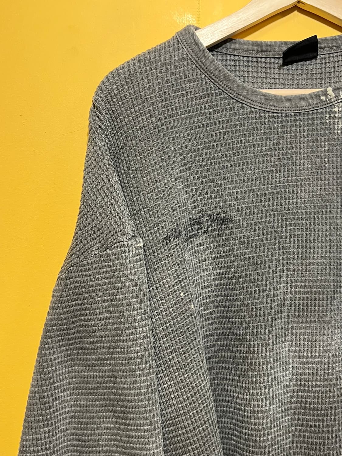 [1] 게더레이지 와이드 컷 와플 슬리브 워시드 카키 상품이미지3