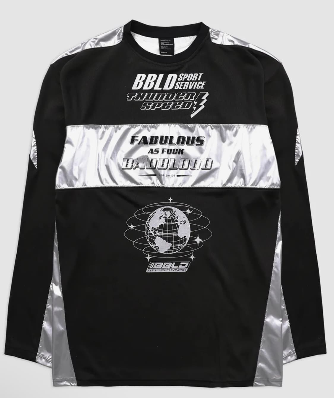 배드블러드 패뷸러스 스포츠 긴팔 티셔츠 라지핏 실버/블랙 L 상품이미지3