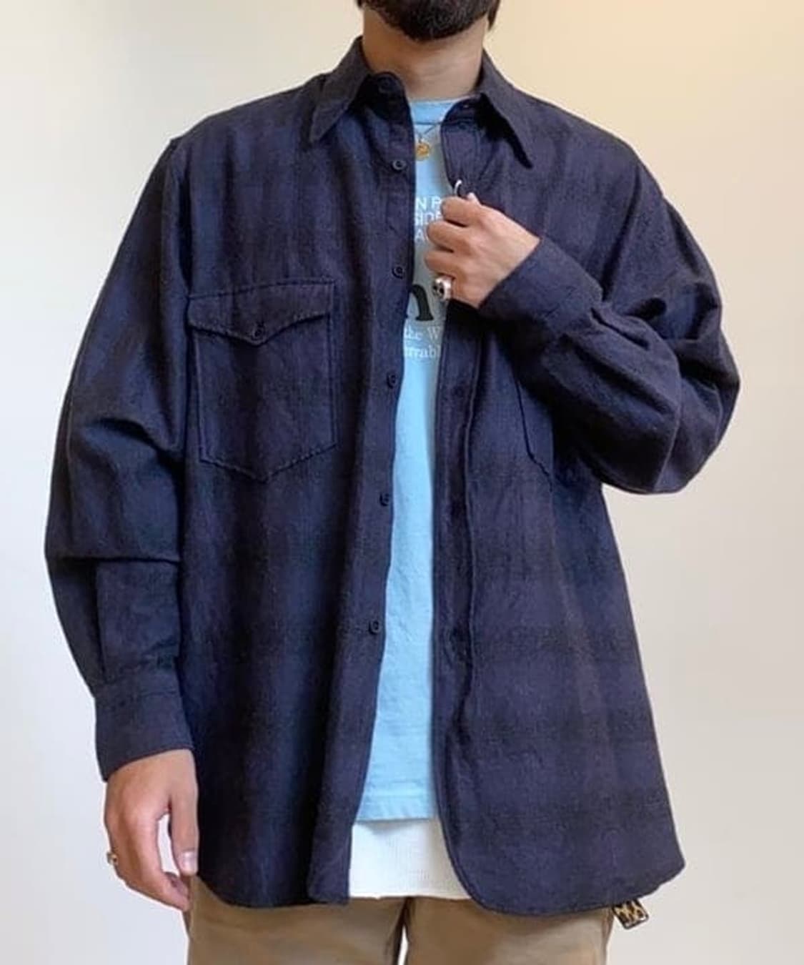 COMOLI 코모리 울 실크 워크 셔츠 3 상품이미지1