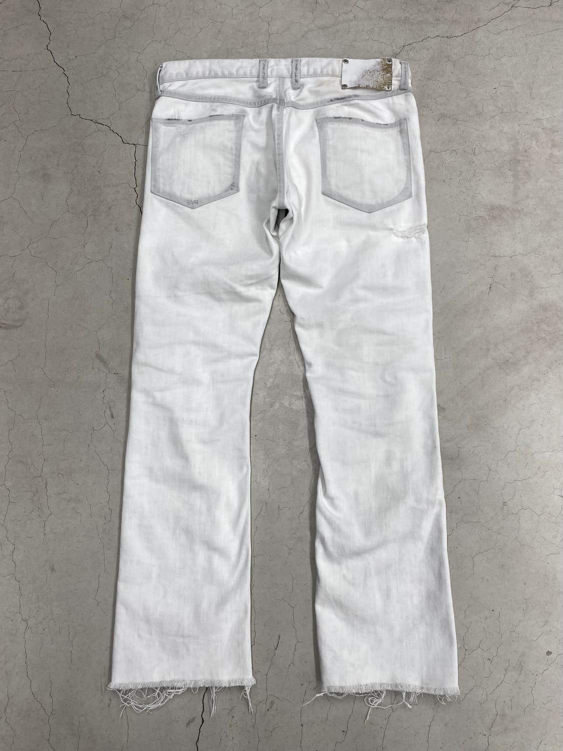 이사무 카타야마 레더 믹스 디스트레스드 팬츠 상품이미지8