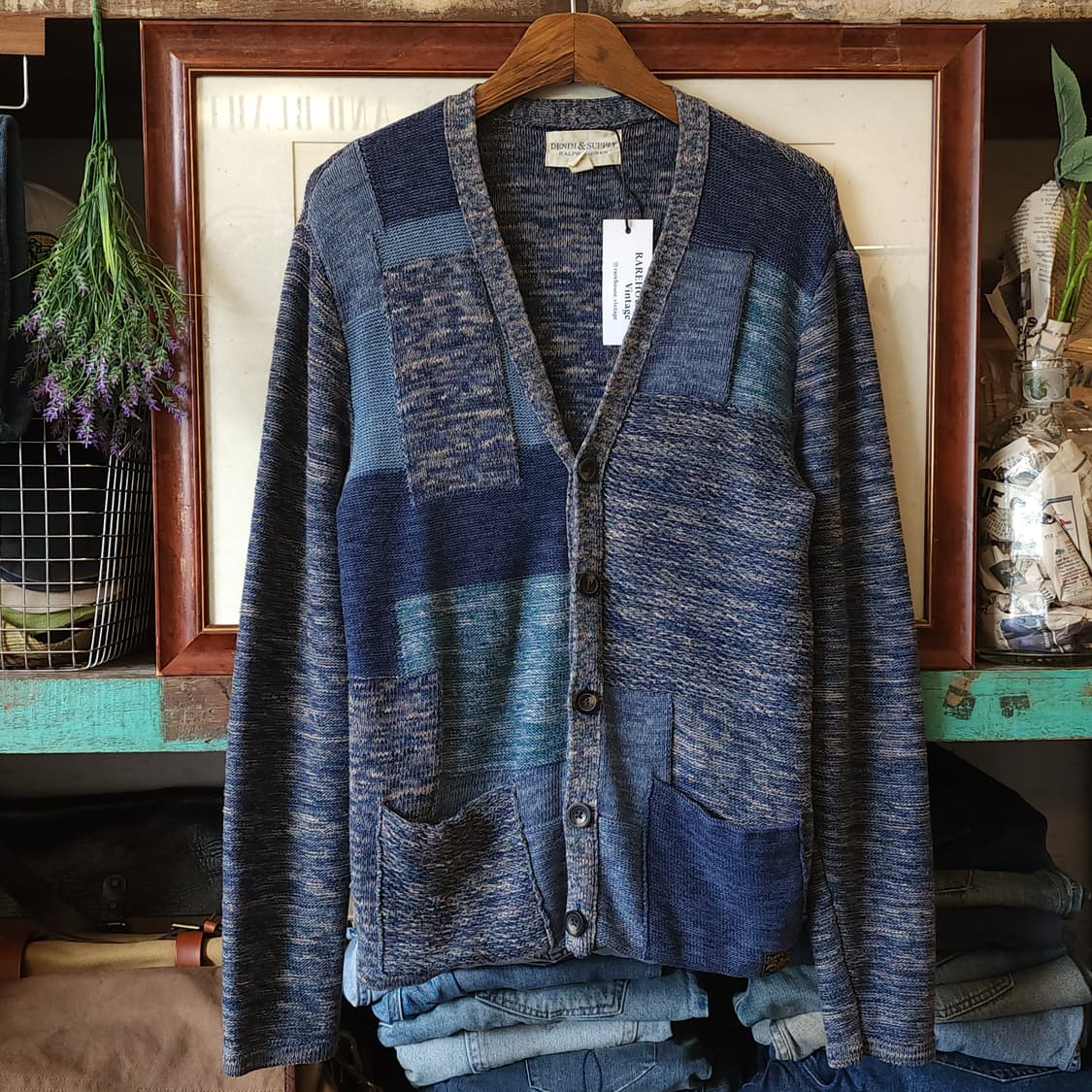 폴로 데님앤서플라이 패치워크 인디고 가디건 S 상품이미지1