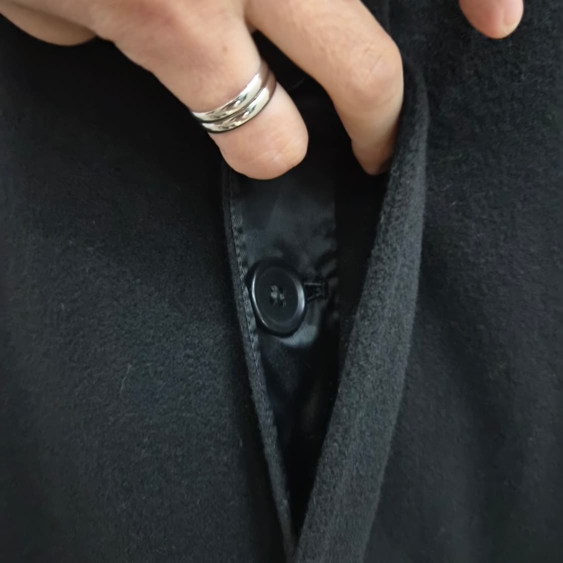 캐시미어100% 레글런 블랙 롱코트 상품이미지6