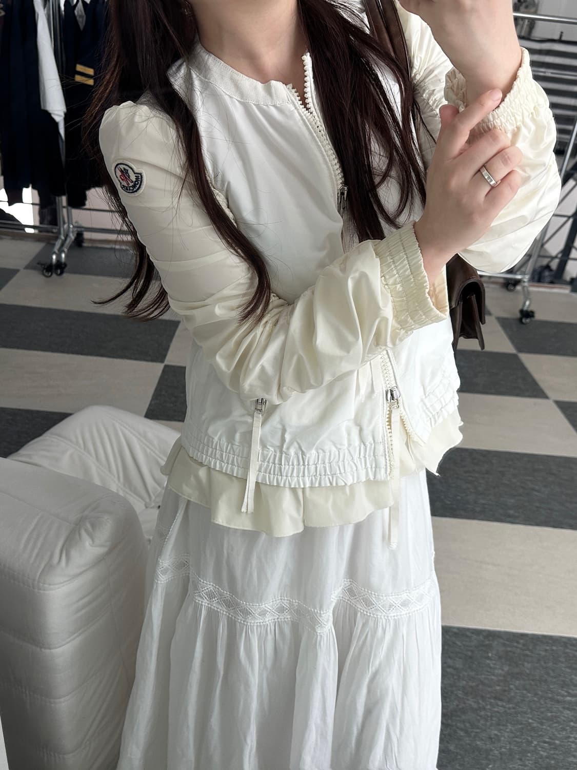 몽클레어 와펜 아이보리 하나 셔링 자켓  상품이미지1