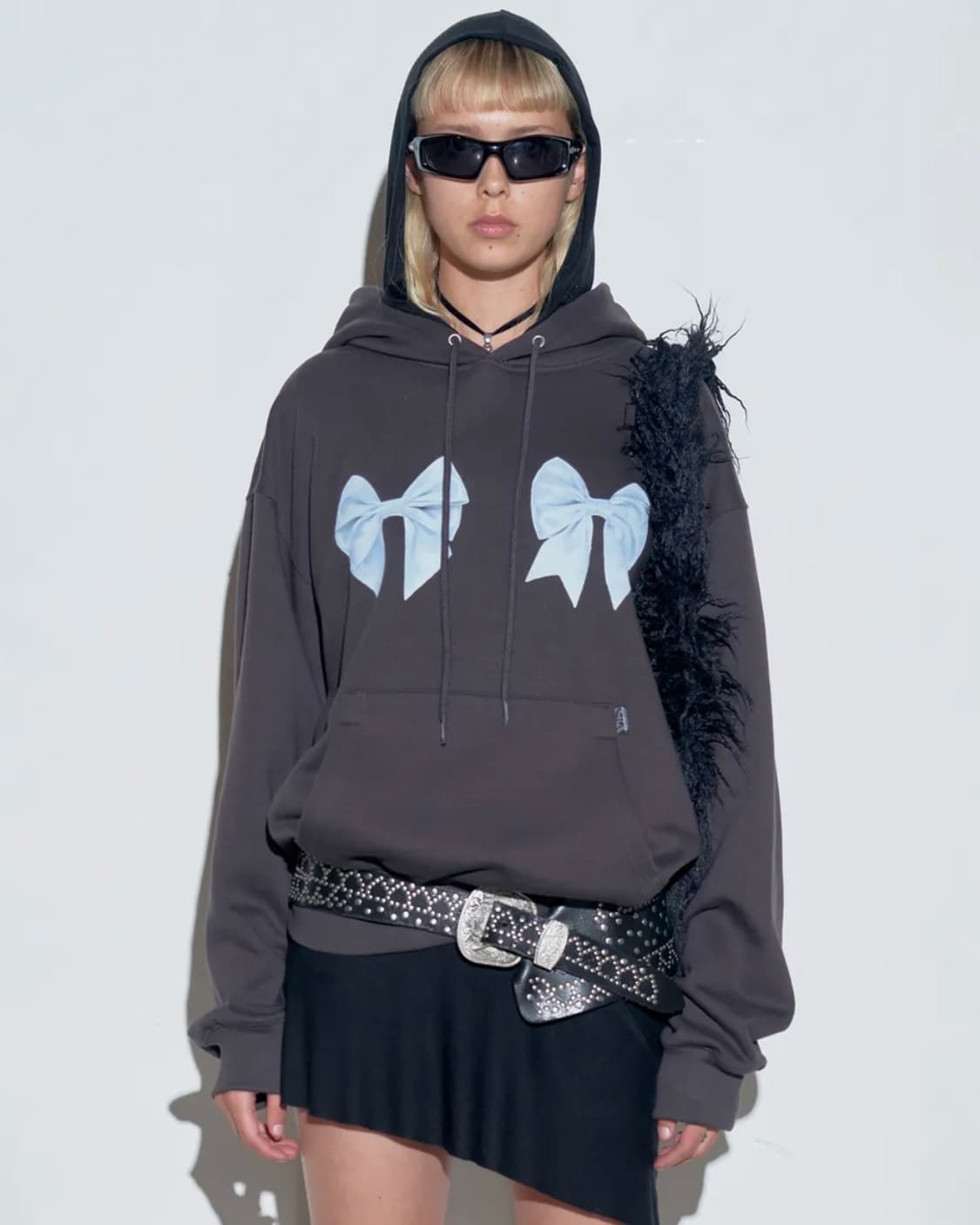 Bow Bow Hoodie Charcoal 상품이미지1