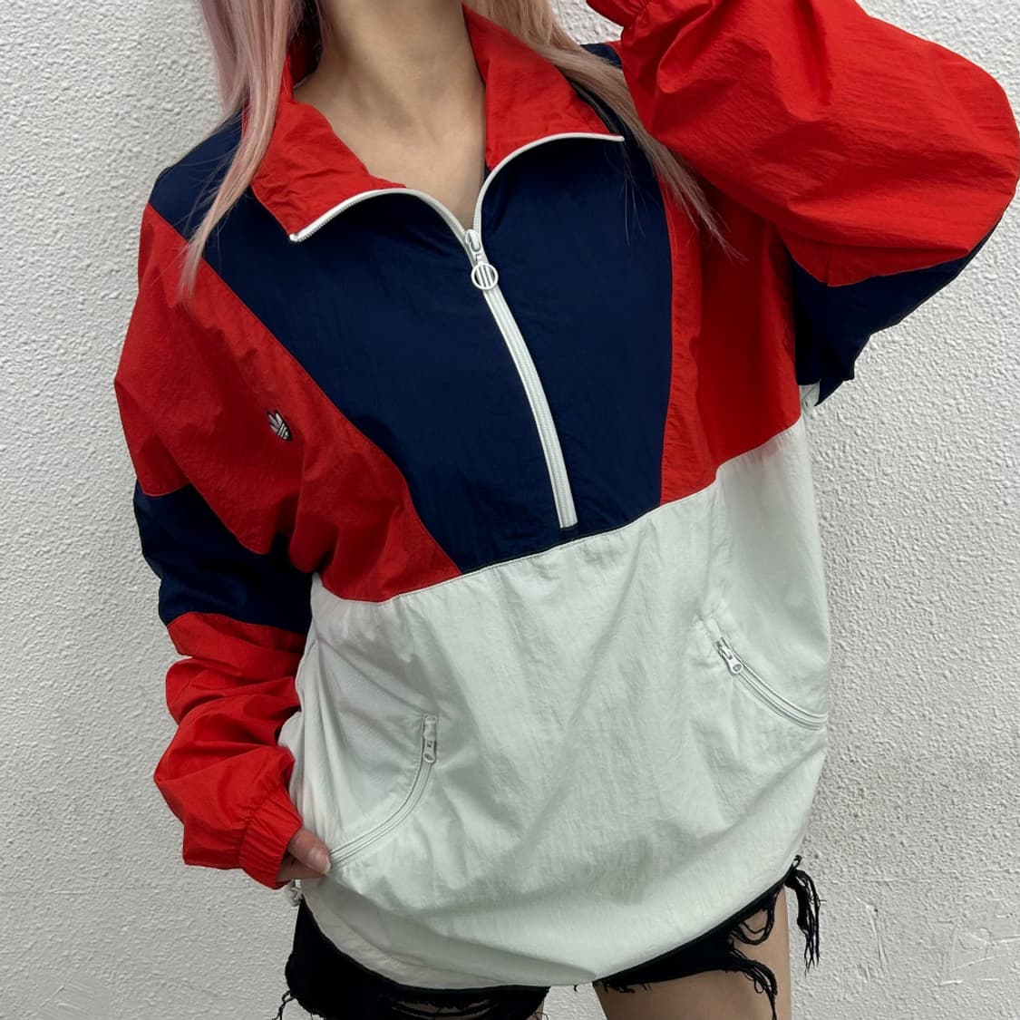 아디다스 오렌지배색 네이비 아노락 2XL 상품이미지1