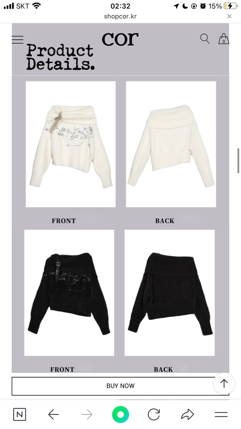 Cor 벨트 오프숄더 스웨터 상품이미지2