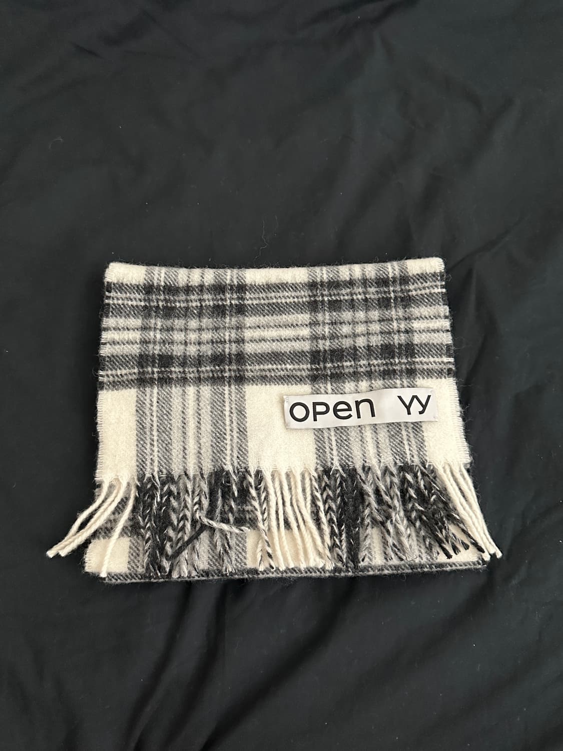 OPEN YY TARTAN WOOL SCARF, BLACK 상품이미지6