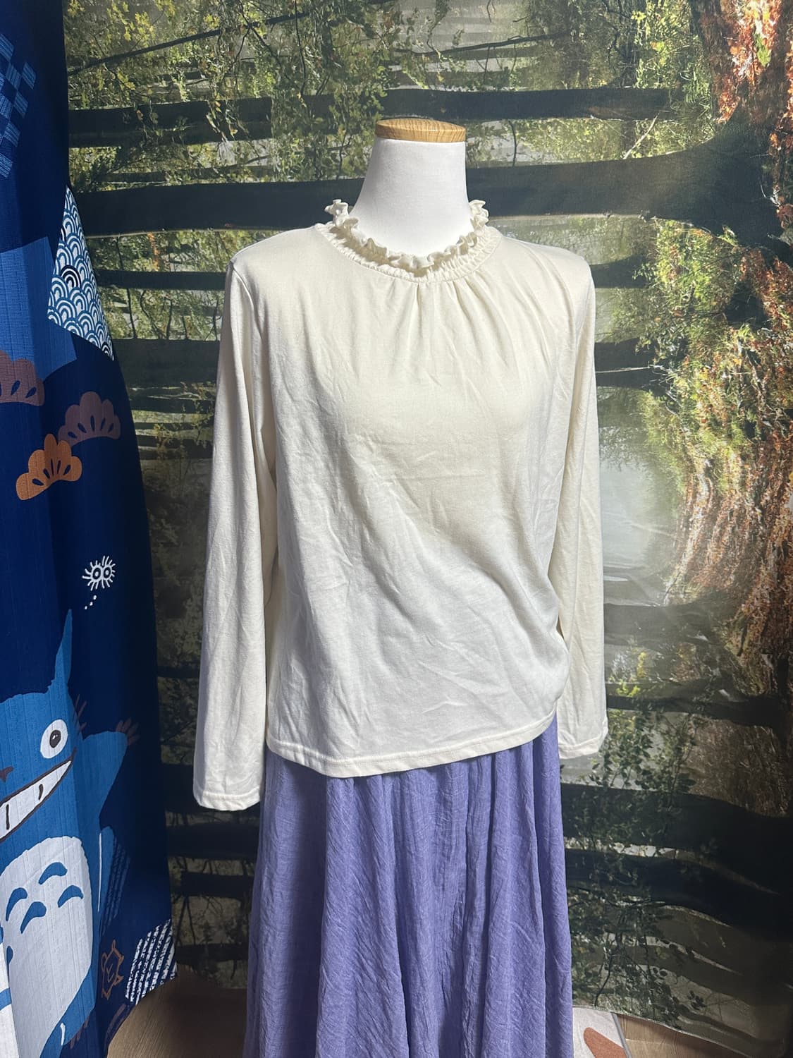 에카소포 ehka sopo 우유빛 프릴 티셔츠 모리 모리걸 상품이미지1