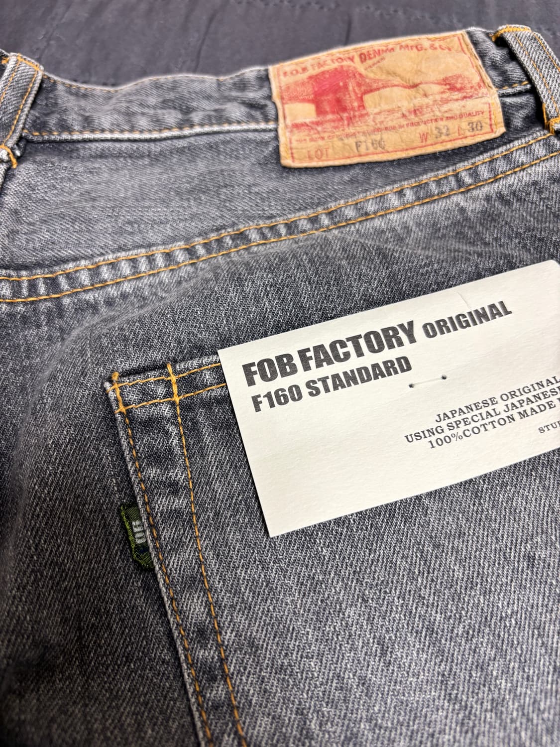 [새제품] FOB factory 셀비지 그레이 워싱데님 32/30 상품이미지5