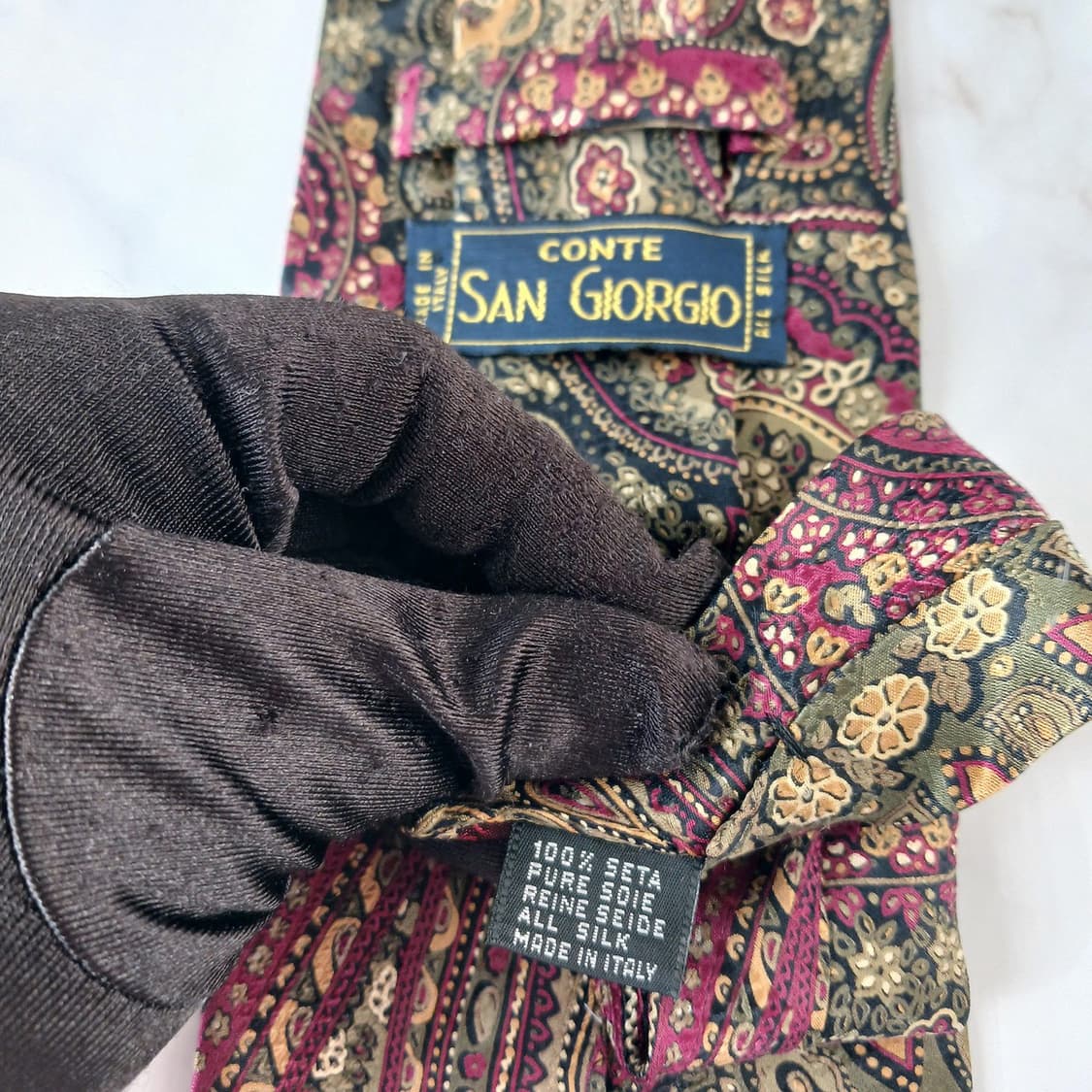 산 조르지오 실크 그린 페이즐리 넥타이 9.9cm A+등급 A18437
 상품이미지9