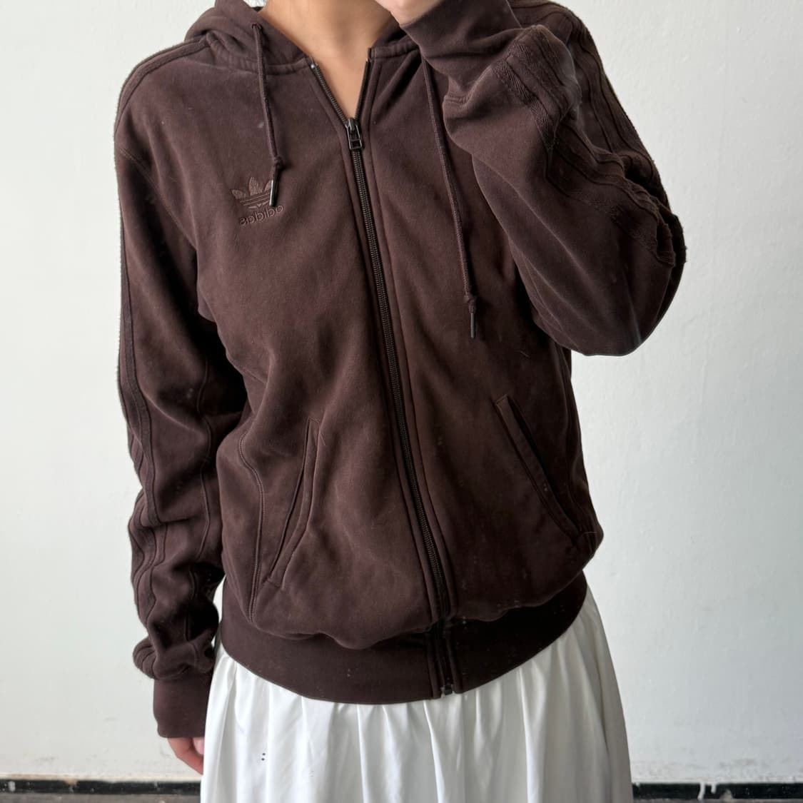 [추천🩵/L] 아디다스 올드스쿨 브라운 후드집업 상품이미지2