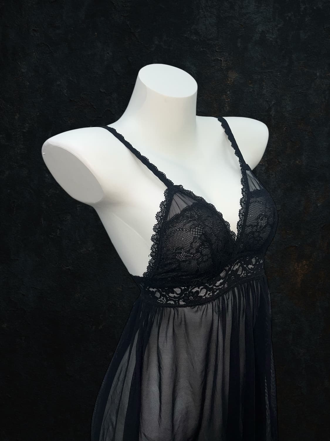 black see-through lace sleeve 상품이미지1