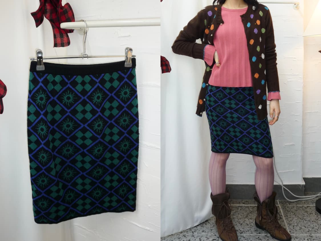 contrast midi knit skirt 상품이미지1