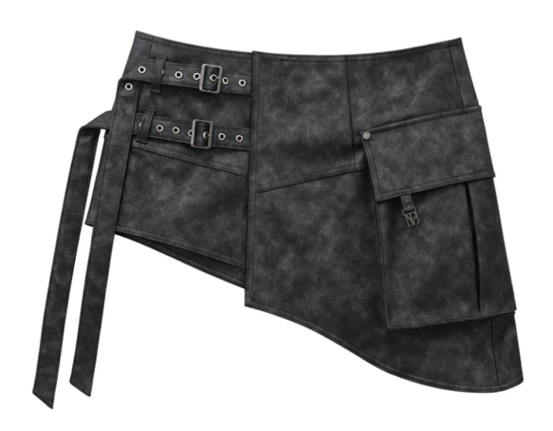 트리밍버드 Belted Layered Leather Wrap 차콜 상품이미지1