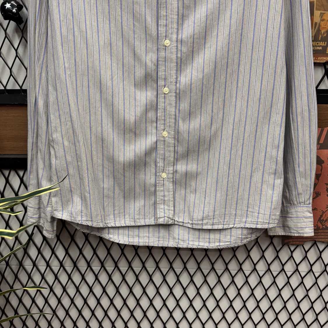 폴로 랄프로렌 스트라이프 긴팔 셔츠 네이비 포니 로고 포인트 그레이 상품이미지4