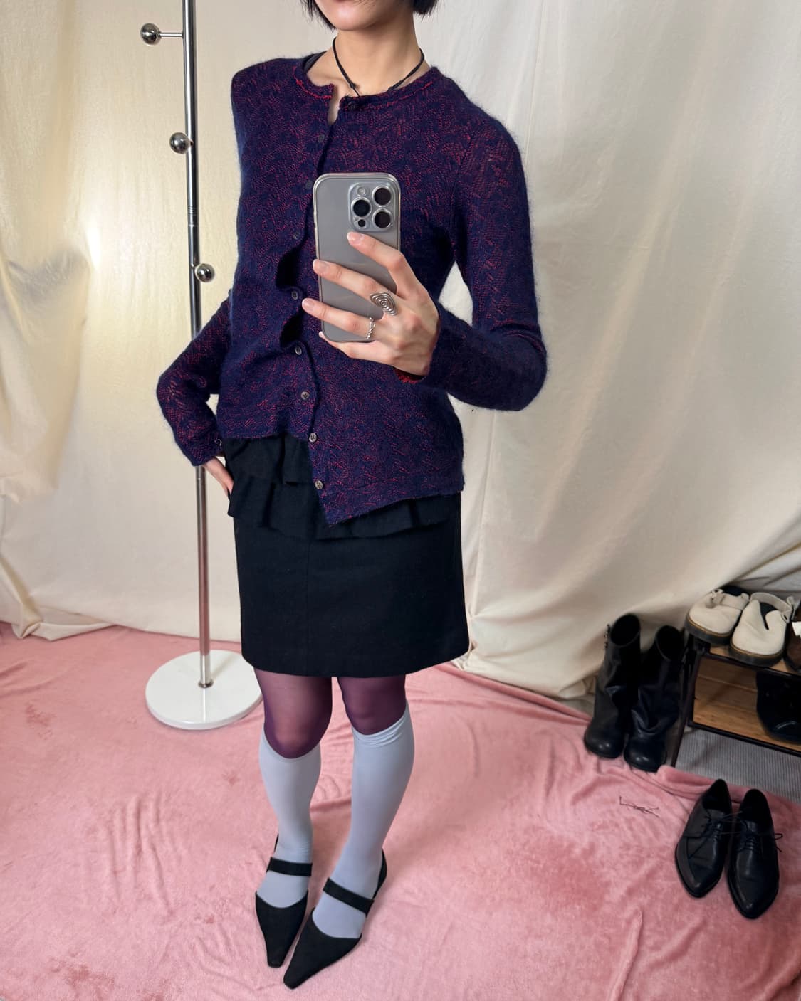 Kaon 레이어드 울 미니 스커트 (JPN) 상품이미지2