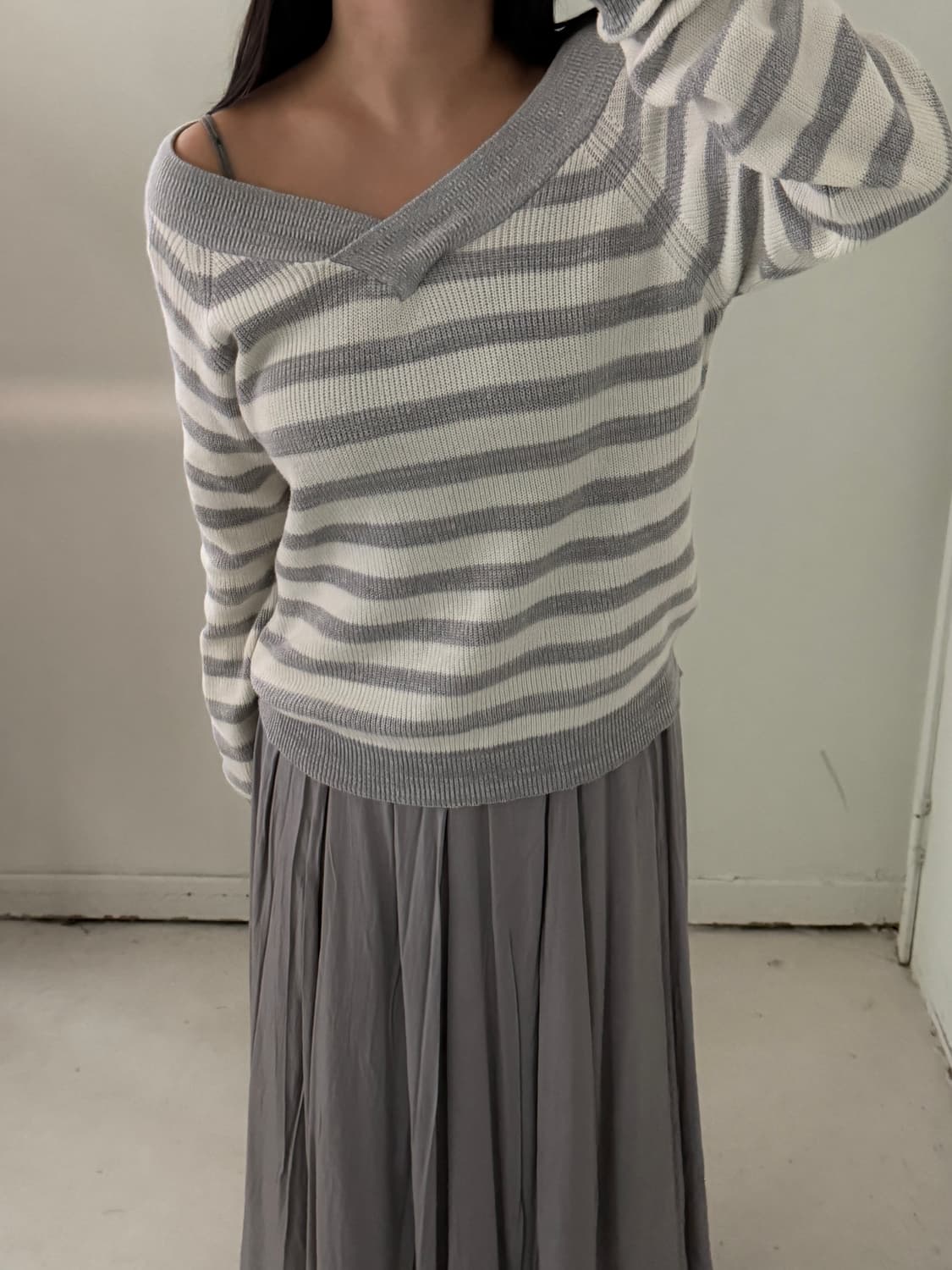 일본빈티지 오프숄더 스트라이프 탑 상품이미지1