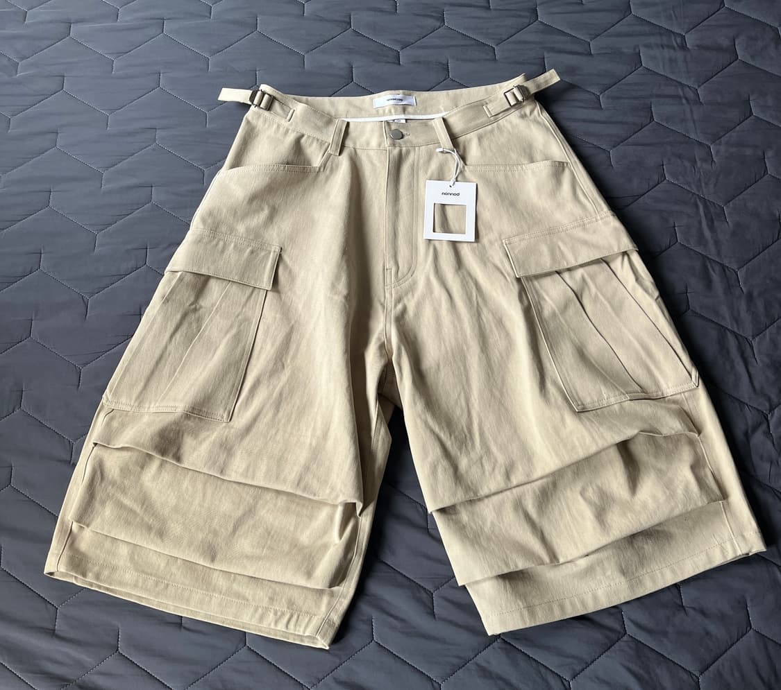(2)논노드 Nonnod Side Cargo Shorts Beige  상품이미지1