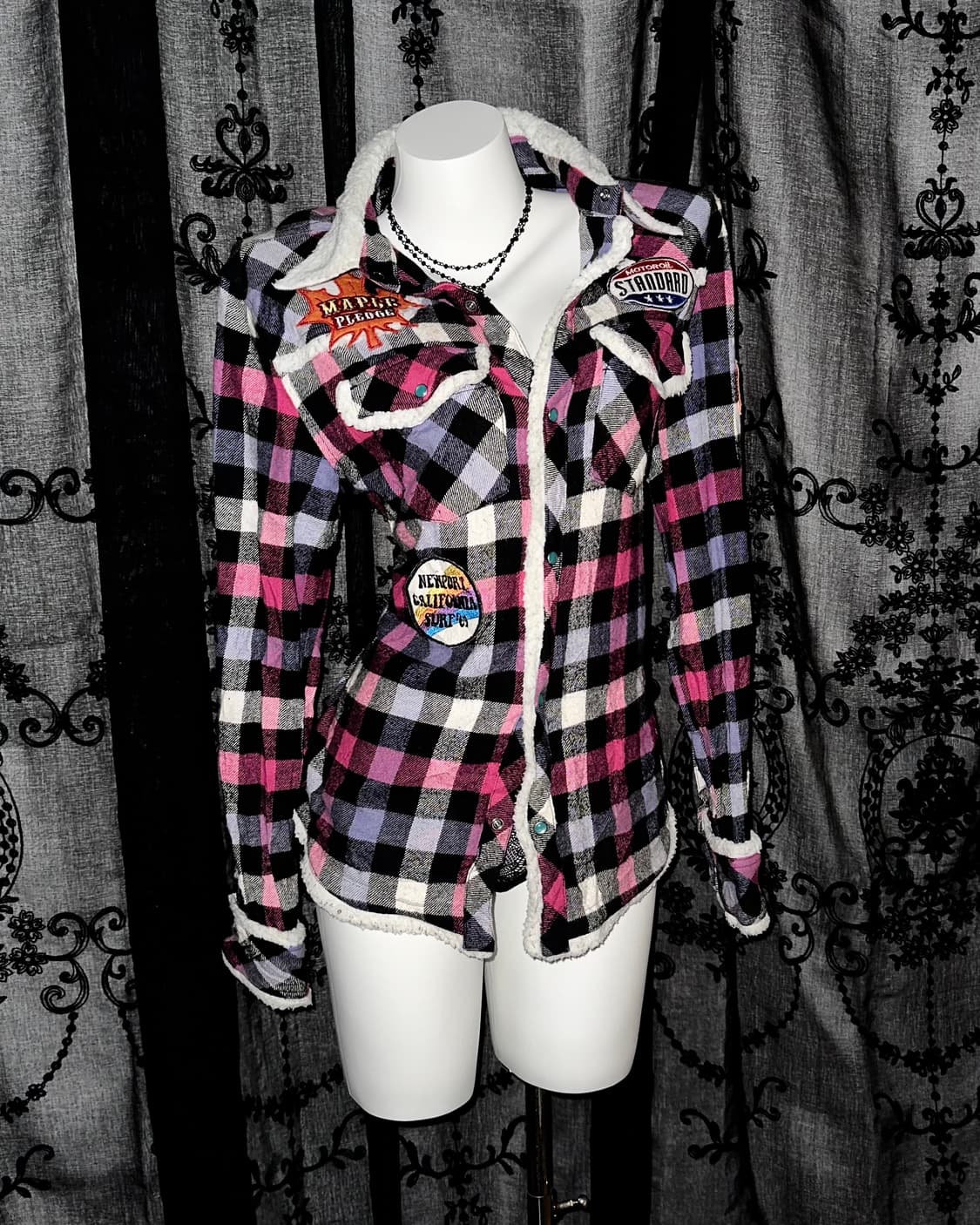 Fleece Pink Plaid Shirt 상품이미지1