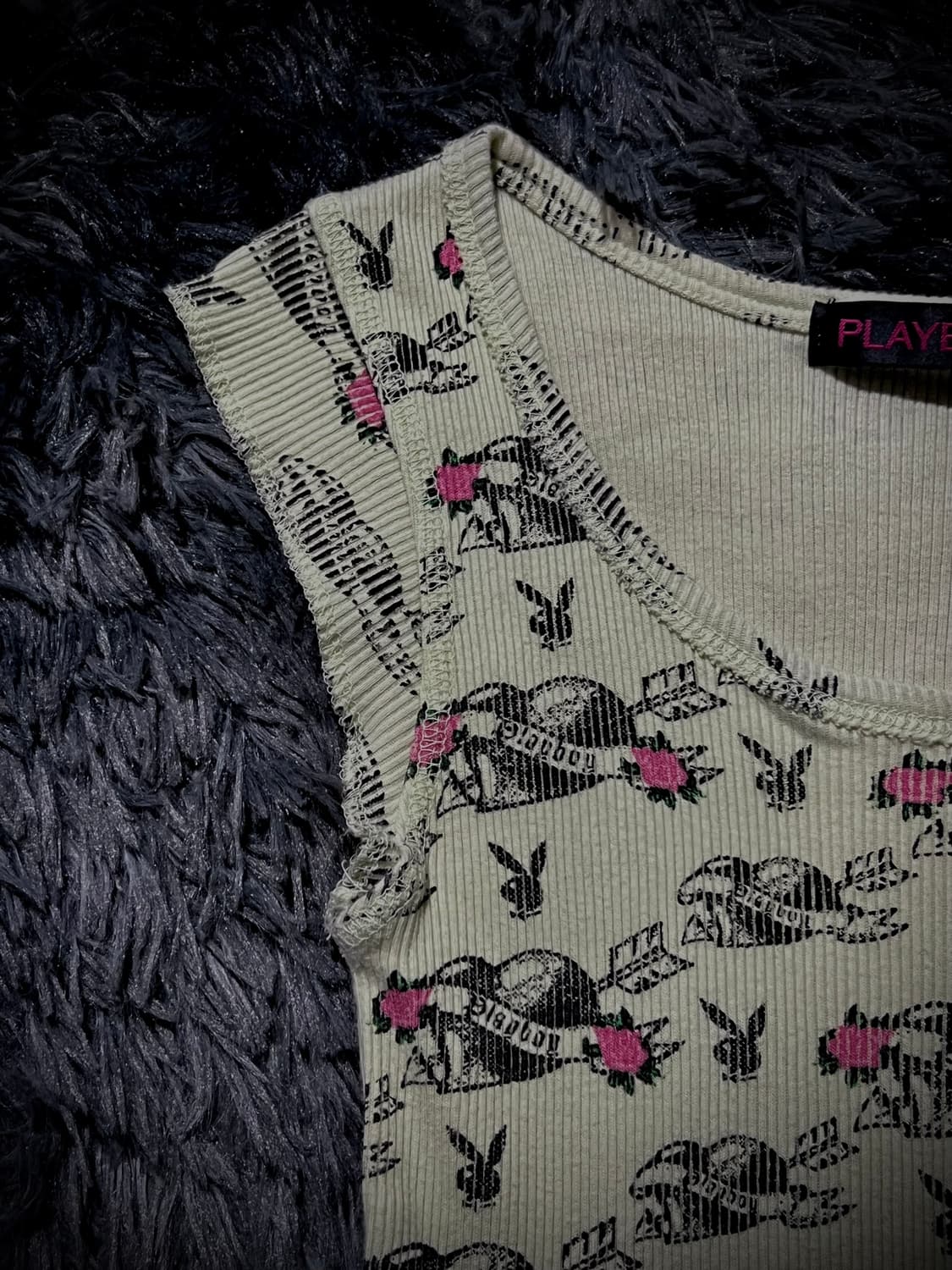 Playboy 하트패턴 골지 슬림핏 반팔 티셔츠 상품이미지5
