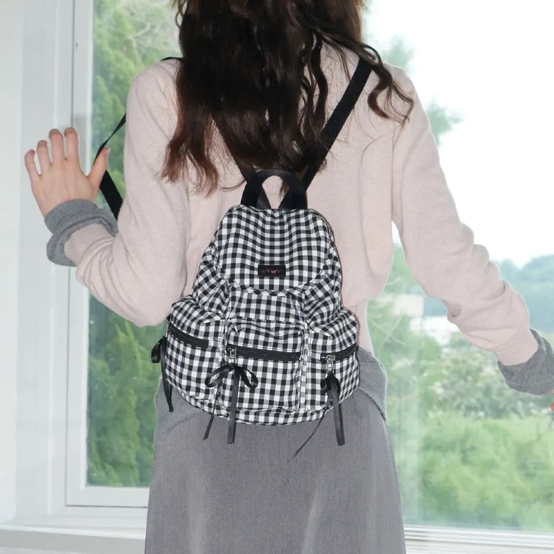 페넥 BERRY POCKET BACKPACK 체크 블랙 미니백팩 가방 상품이미지2