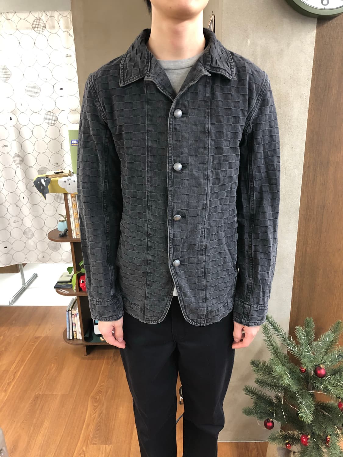 Issey miyake (plantation) 체크 데님 블레이저 상품이미지2