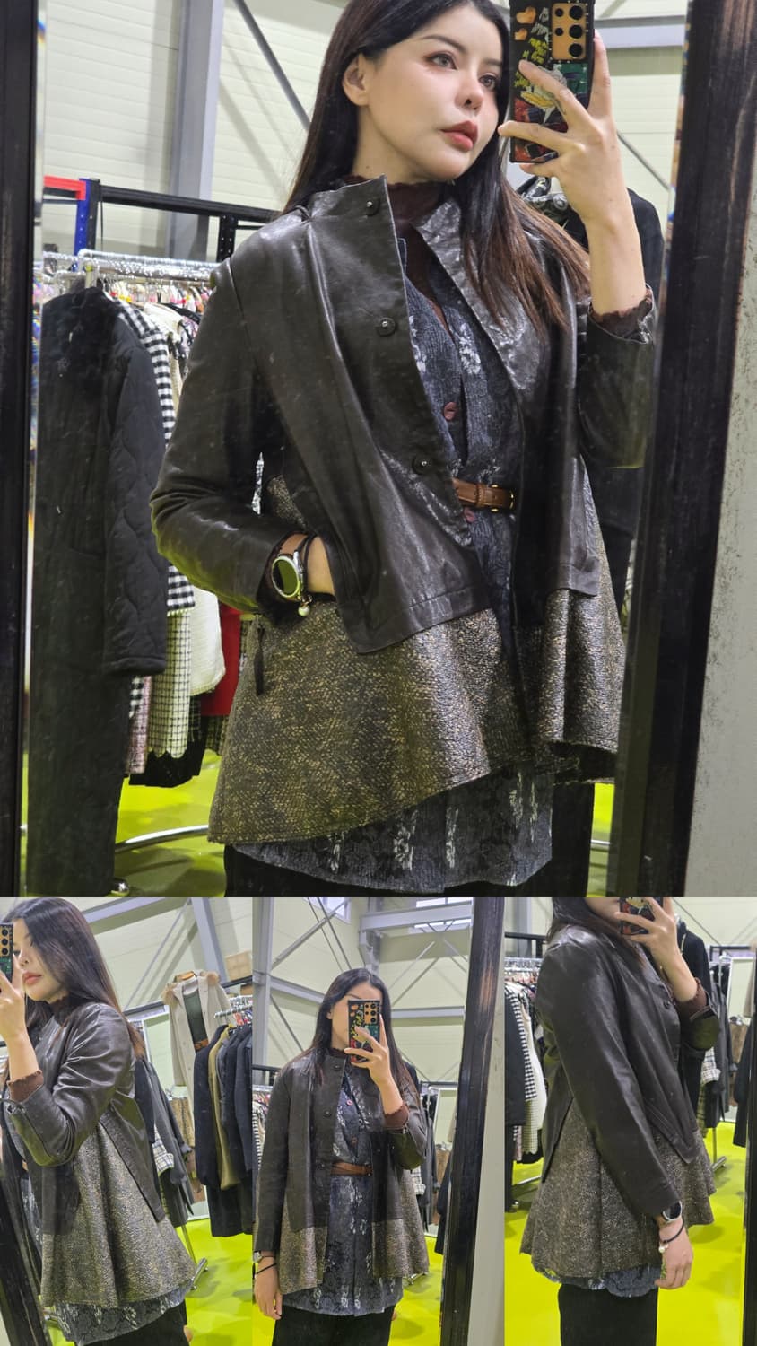가죽과 패브릭이 믹스된 유니크한 자켓 66 상품이미지9