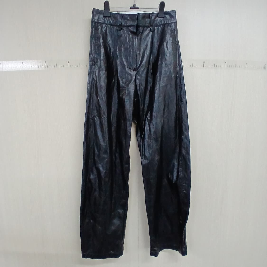 THE OPEN PRODUCT블랙 광택 와이드 팬츠 상품이미지1