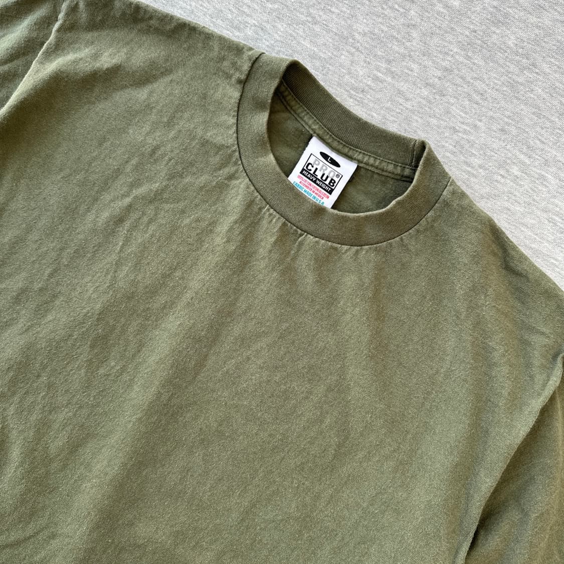Y2K 프로클럽 헤비웨이트 티셔츠 L 사이즈 올리브 그린 상품이미지4