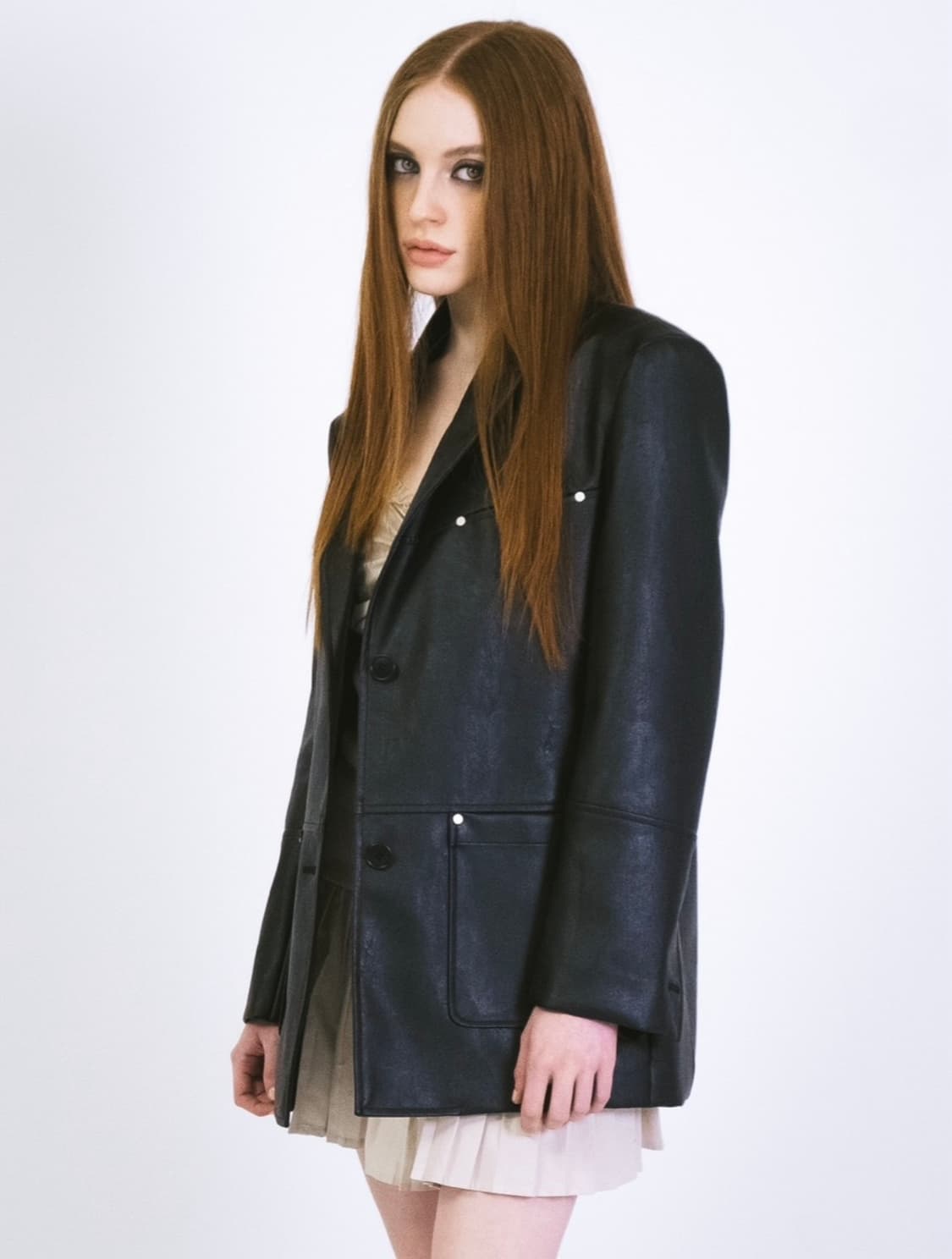 시스에이 OVERFIT LEATHER BLAZER JACKET /BLAC 상품이미지1