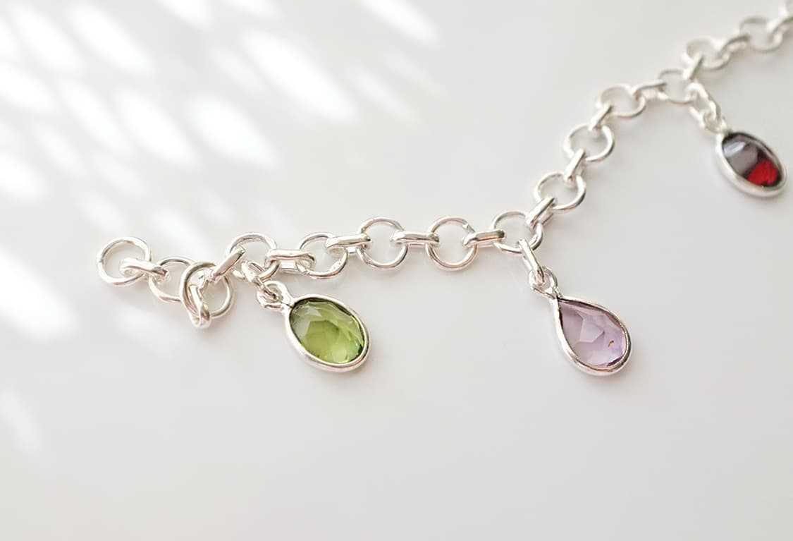 925 실버 천연석 참달린 데일리 심플 팔찌 상품이미지4