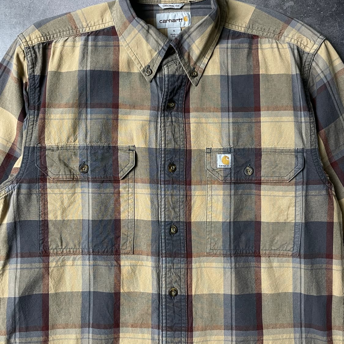 CARHARTT 칼하트 빈티지 옐로우 체크 워크 셔츠 A00981 상품이미지3