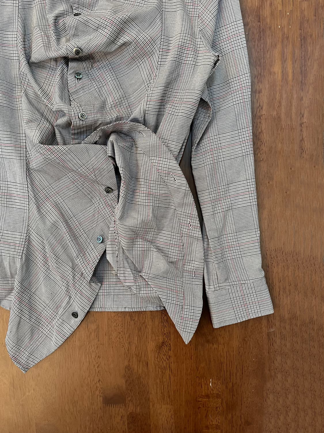 gomme 셔링 글렌체크 비대칭 셔츠 상품이미지3