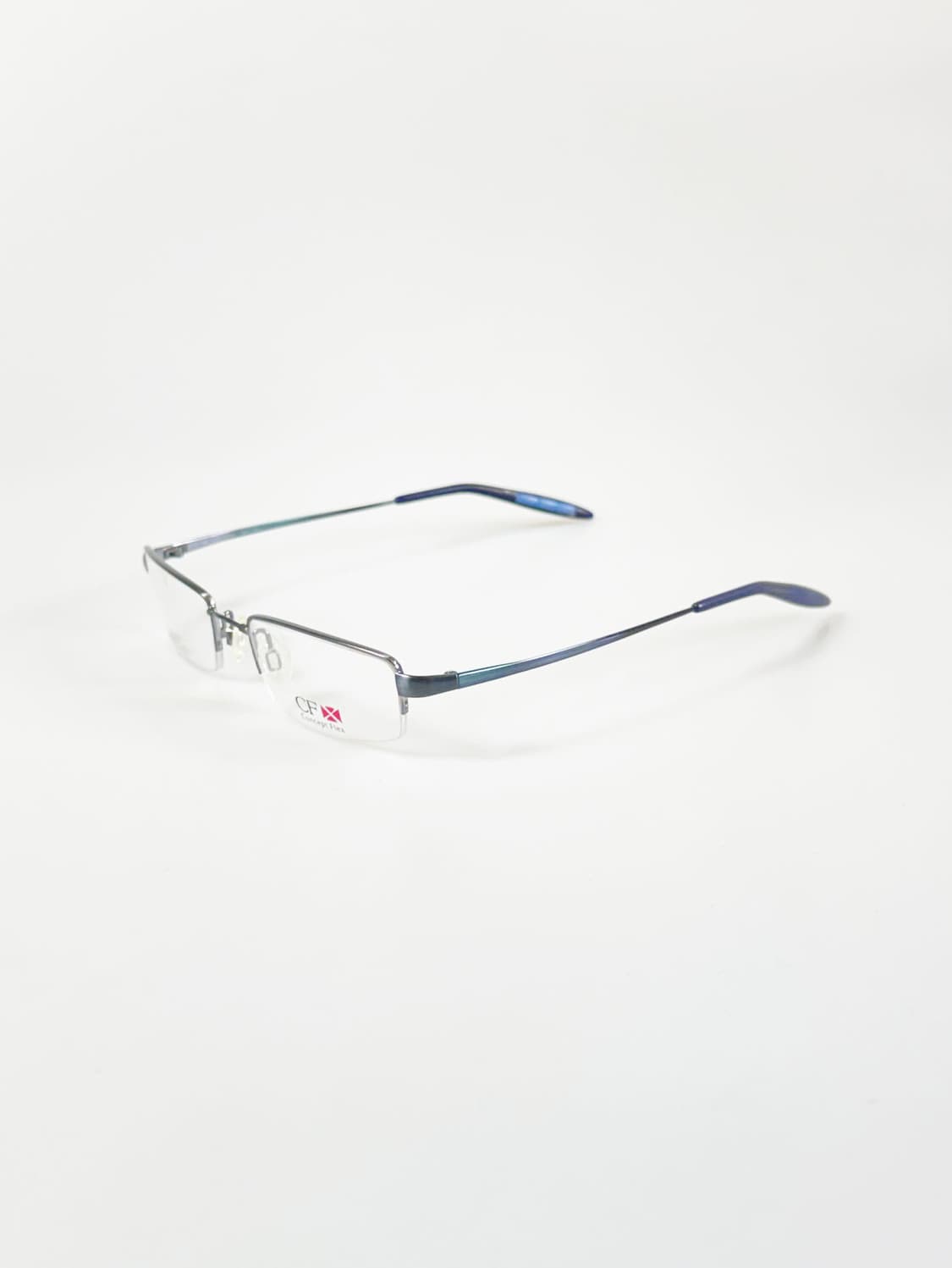 CONCEPT FLEX 블루 반무테 스퀘어 메탈 빈티지 안경 상품이미지3