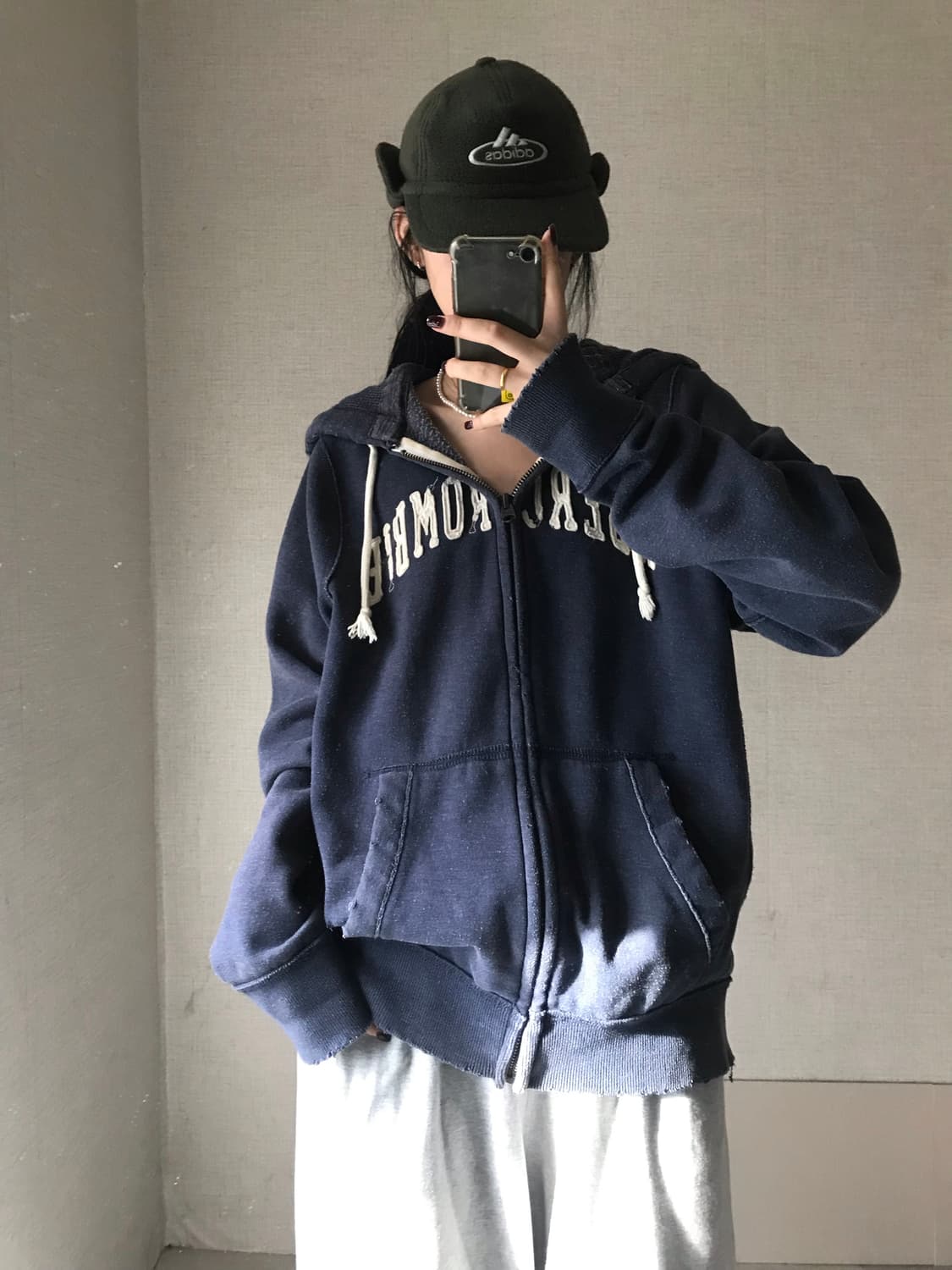 아베크롬비 네이비 오버핏 후드집업 상품이미지4